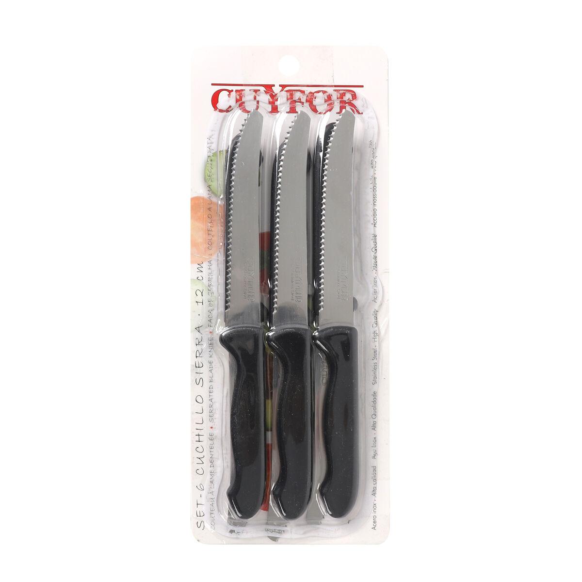 Set de Cuchillos para Carne Cuyfor Negro Plateado 12 cm 6 Piezas (24 Unidades)