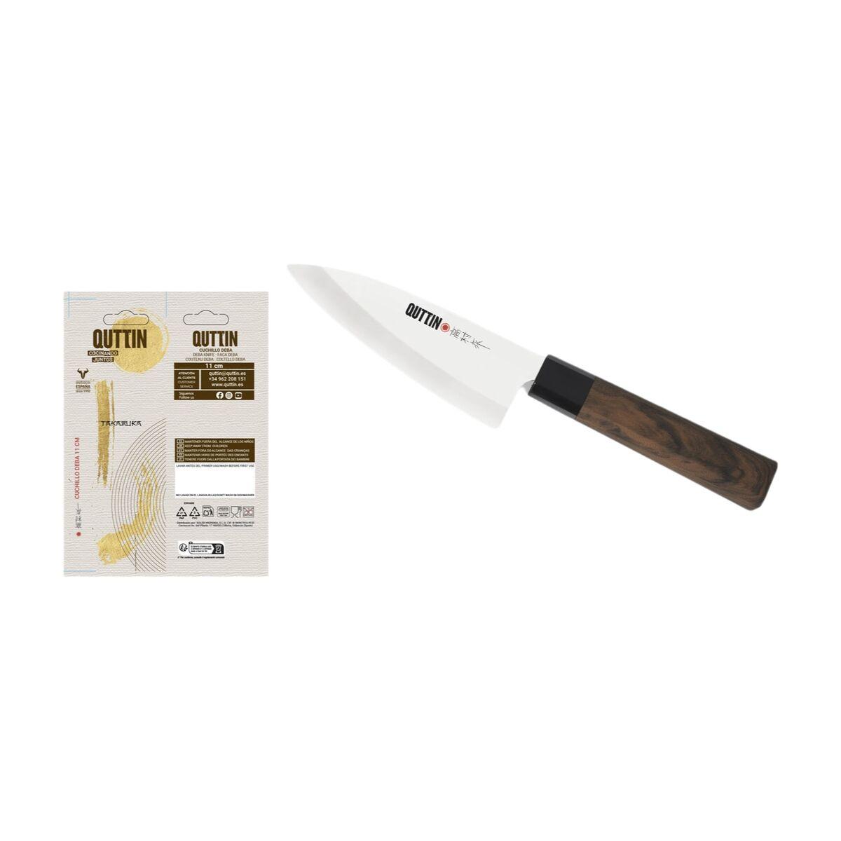 Cuchillo de Cocina Quttin DEBA Takamura Marrón Plateado 11 cm (12 Unidades)