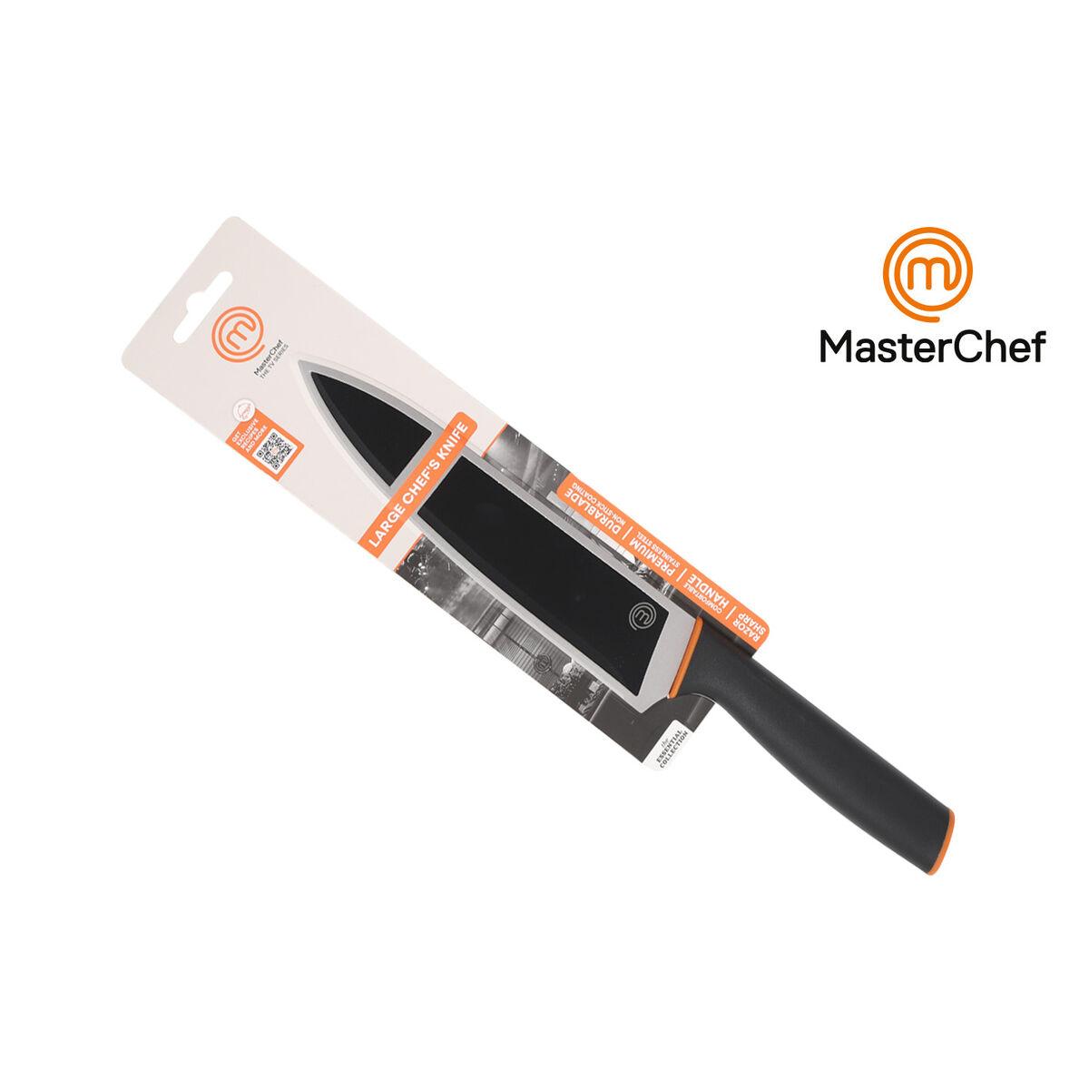 Cuchillo de Cocina MasterChef Chef Negro Plateado 20 cm (24 Unidades)