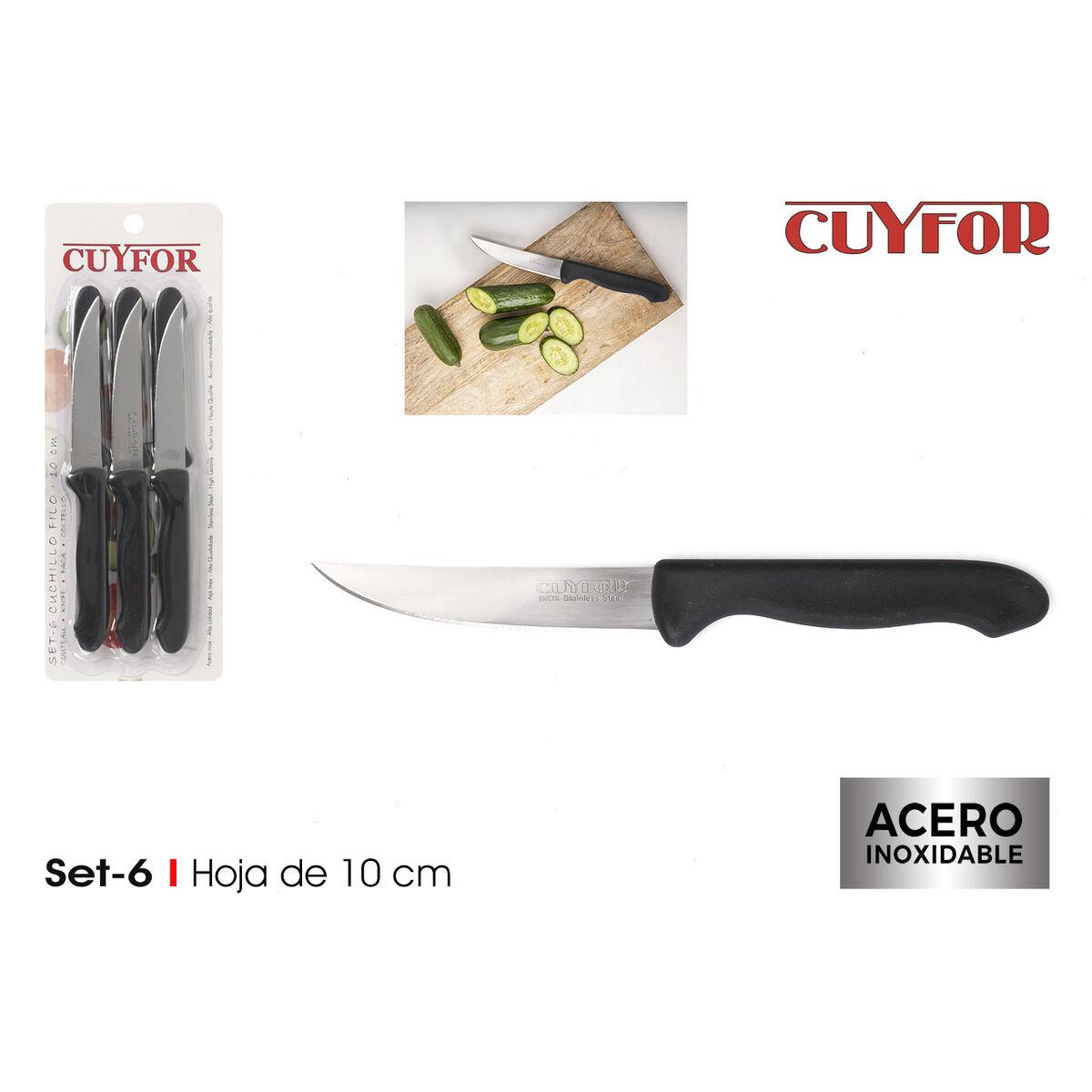 Set de Cuchillos Cuyfor Filo Negro Plateado 6 Piezas (24 Unidades)