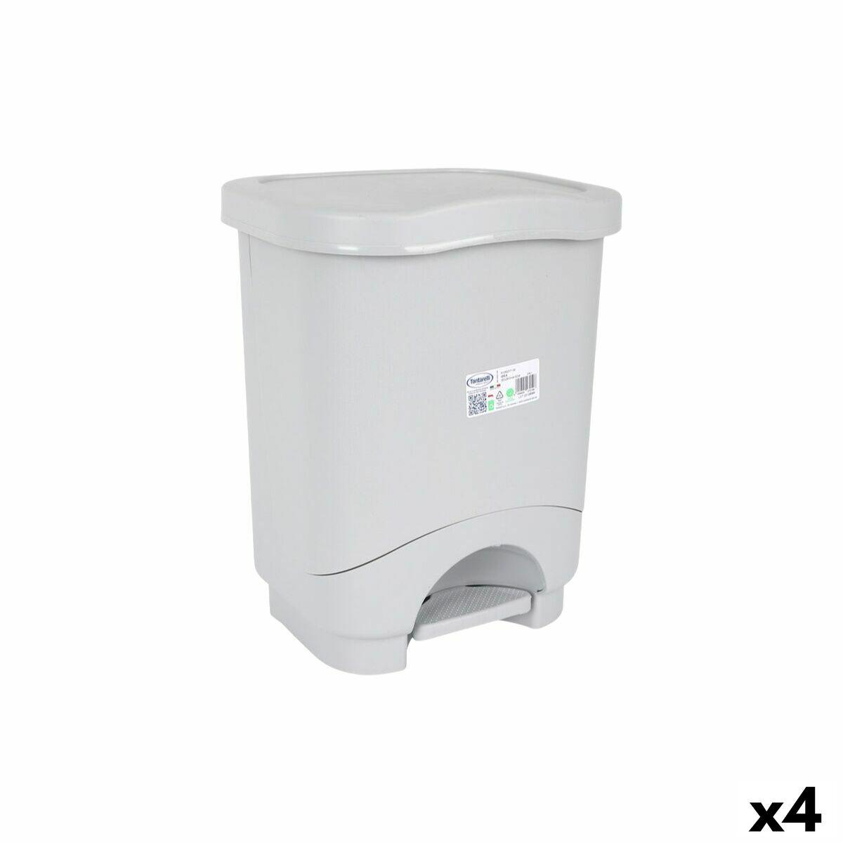 Cubo de Basura con Pedal Tontarelli Idea Gris 24 L (4 Unidades)