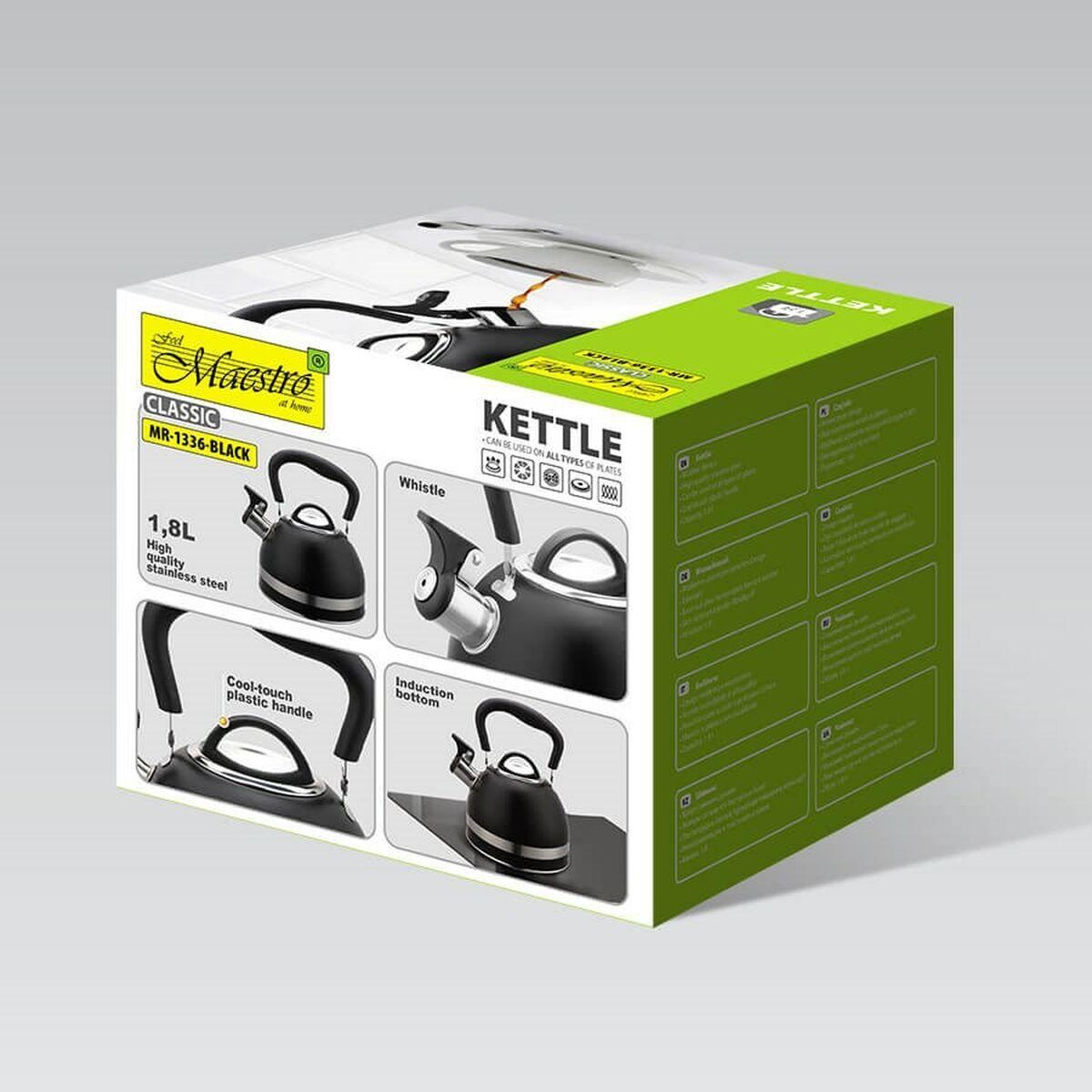 Tetera Feel Maestro MR-1336-BLACK Negro Acero Inoxidable 1,8 L