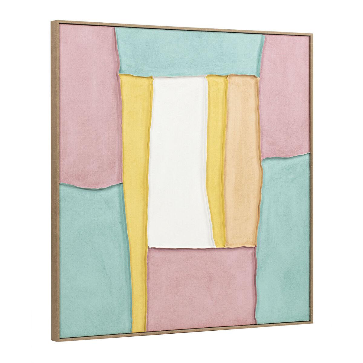 Cuadro Home ESPRIT Blanco Rosa Turquesa Abstracto Urbano 102 x 4,5 x 102 cm (2 Unidades)