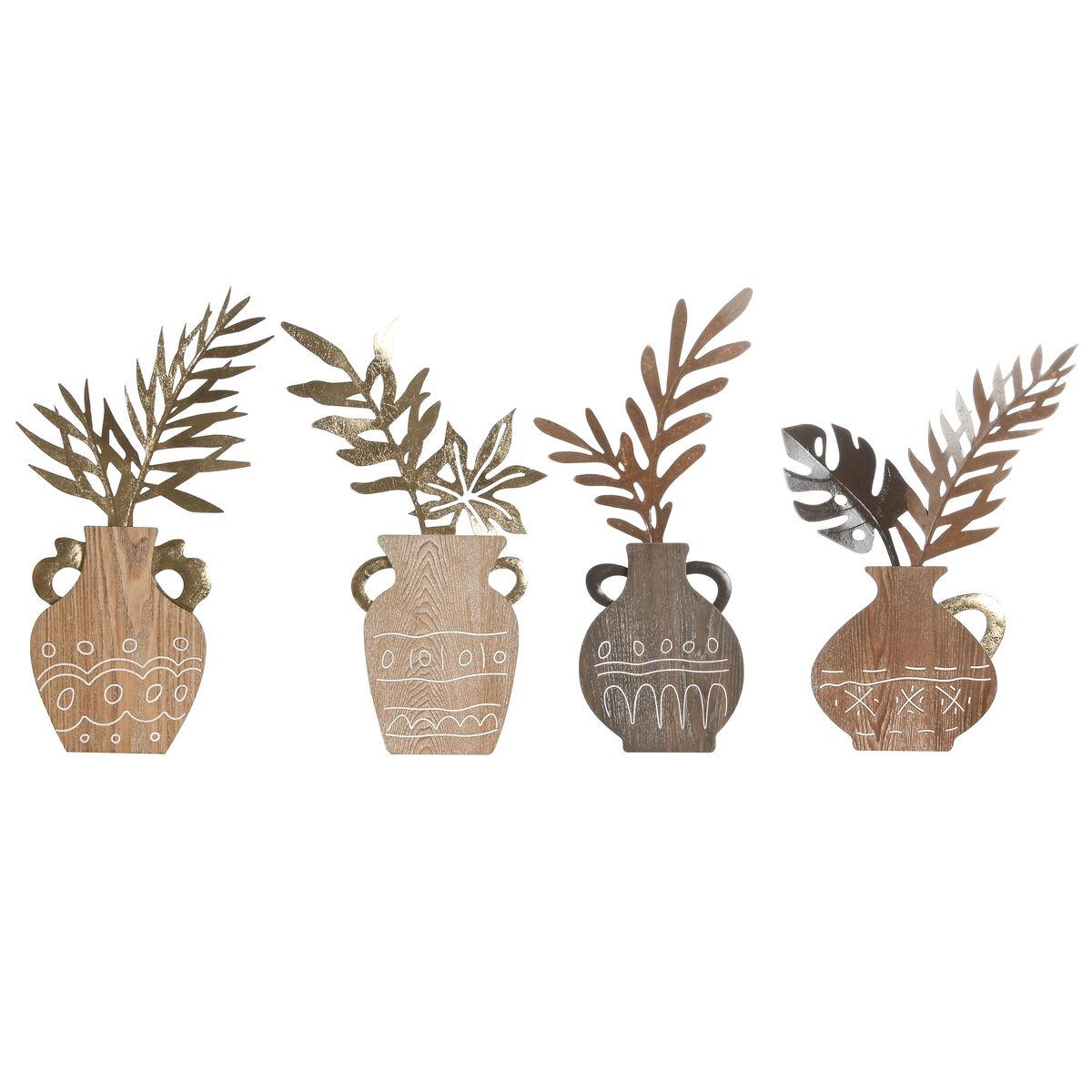 Figura Decorativa Home ESPRIT Natural Jarrón Boho 28,5 x 2 x 50 cm (4 Unidades)