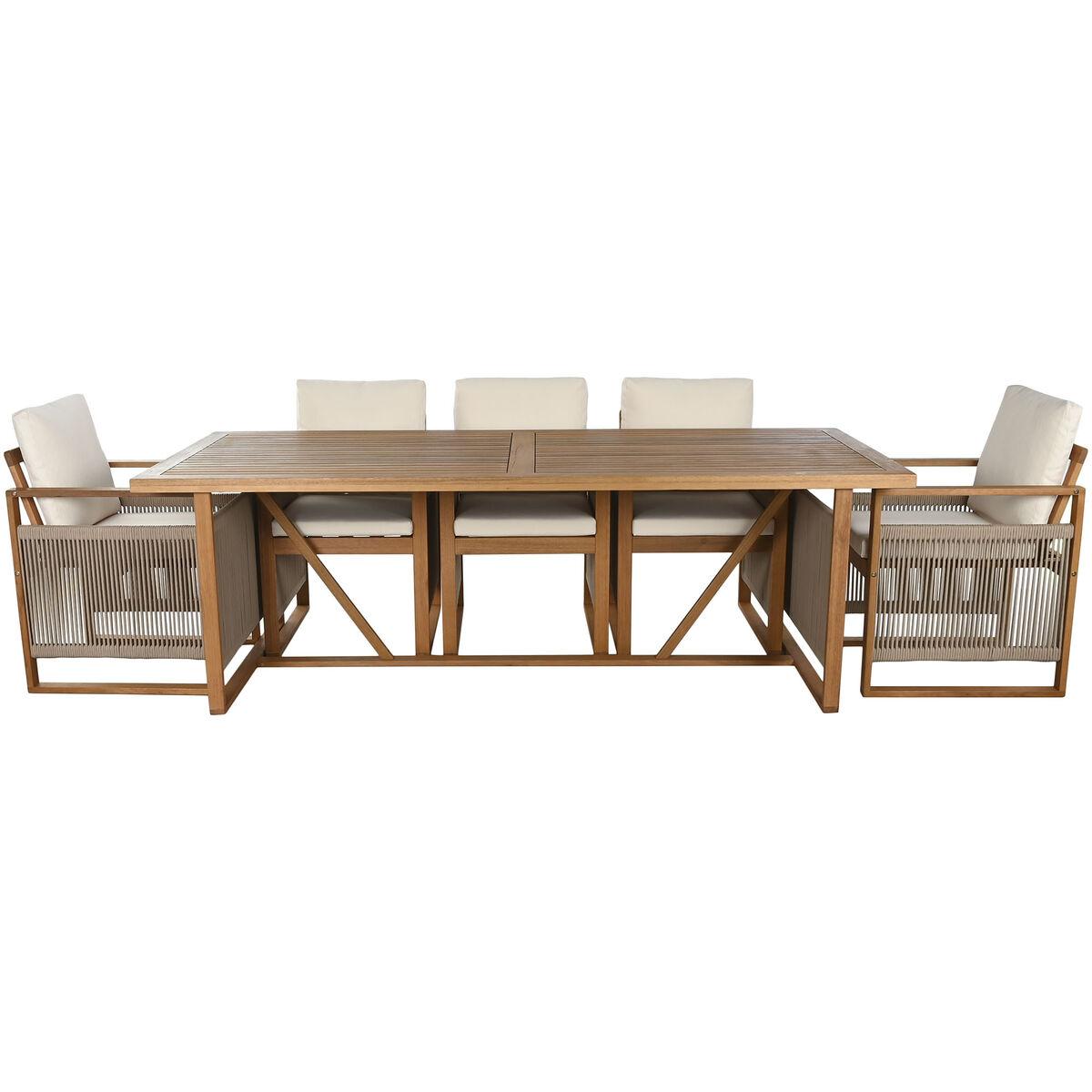 Conjunto de Mesa con Sillas Home ESPRIT Marrón Cuerda Madera de eucalipto 230 x 100 x 75 cm