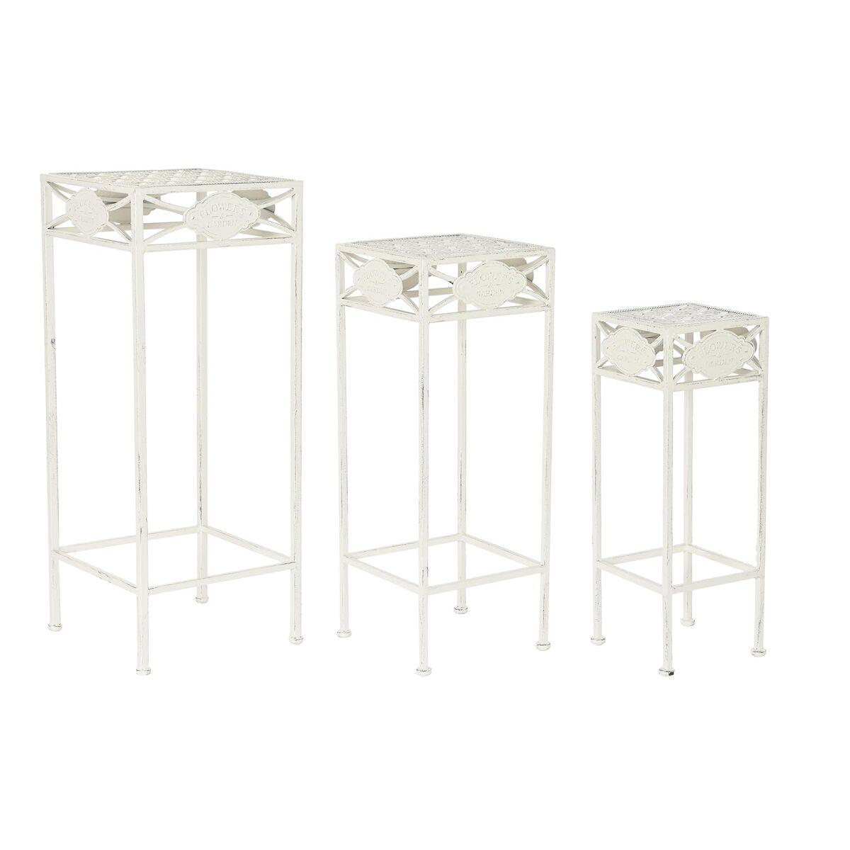 Juego de 3 mesas Home ESPRIT Blanco 30 x 30 x 70 cm (3 Piezas)