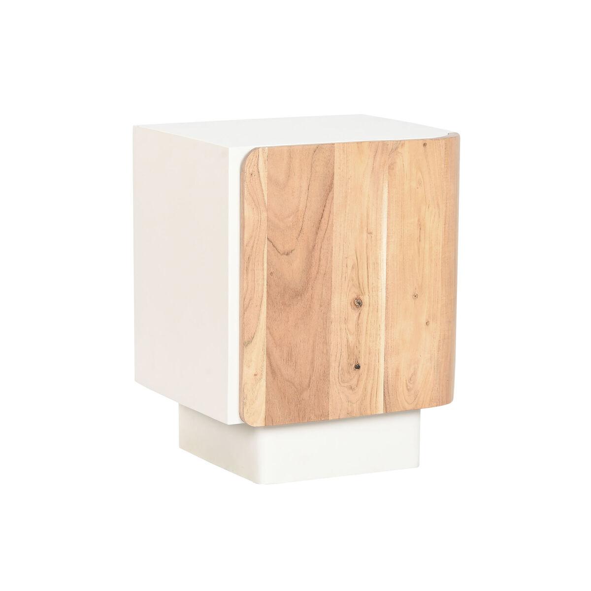 Mesita de Noche Home ESPRIT Blanco Natural 40 x 35 x 50 cm