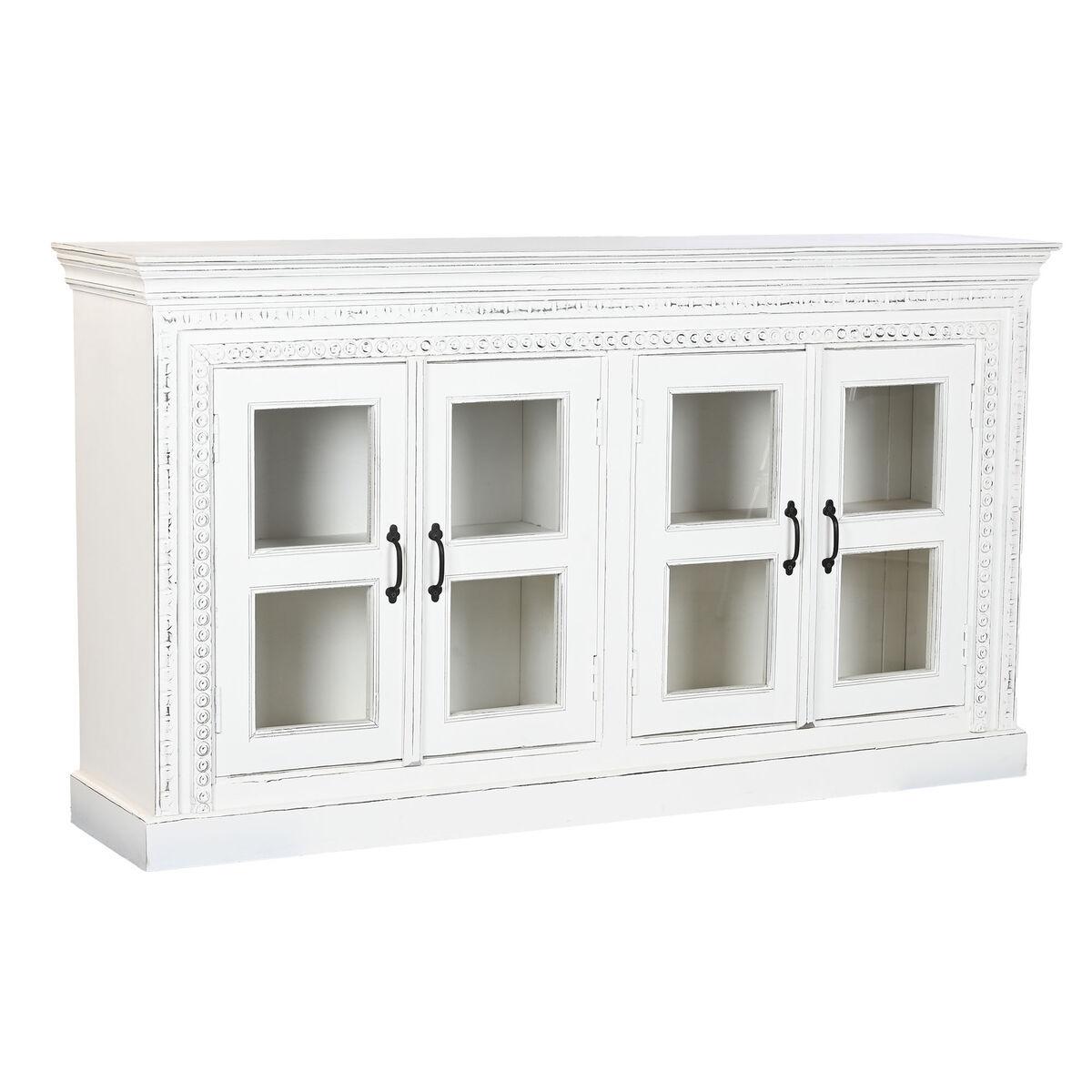 Aparador Home ESPRIT Blanco Cristal Madera de mango 180 x 40 x 100 cm
