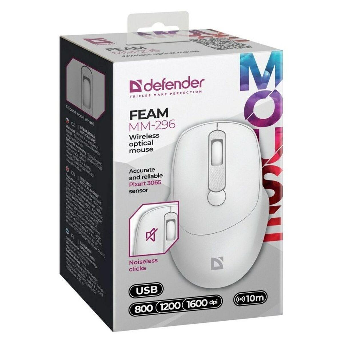 Ratón Inalámbrico Defender MM-296 RF Blanco