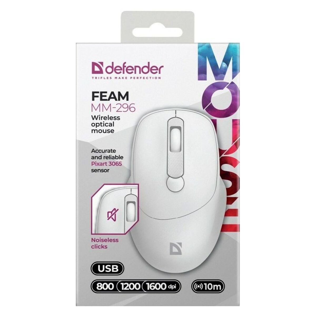 Ratón Inalámbrico Defender MM-296 RF Blanco