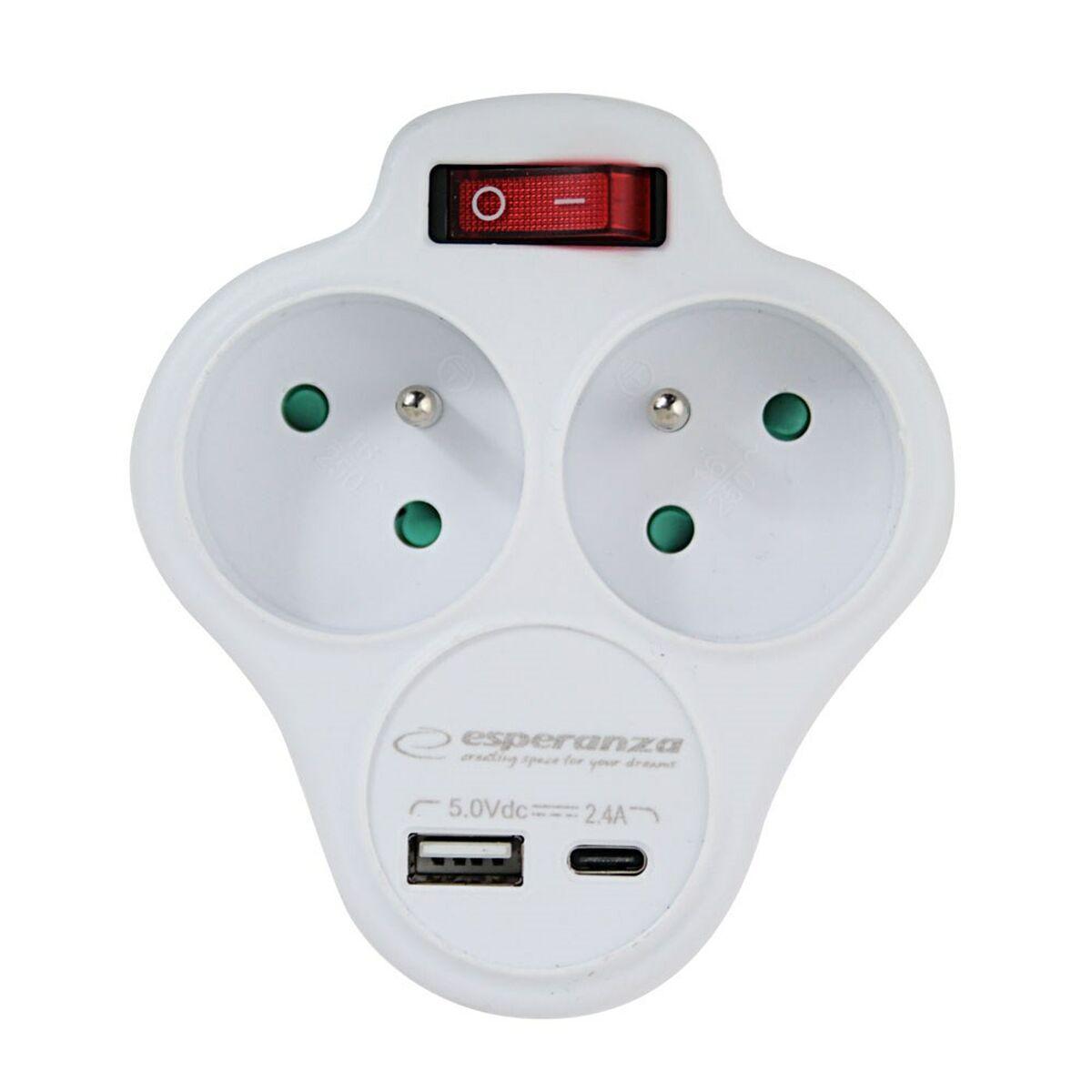 Ladrón de enchufe Esperanza ELK311W 2 Enchufes