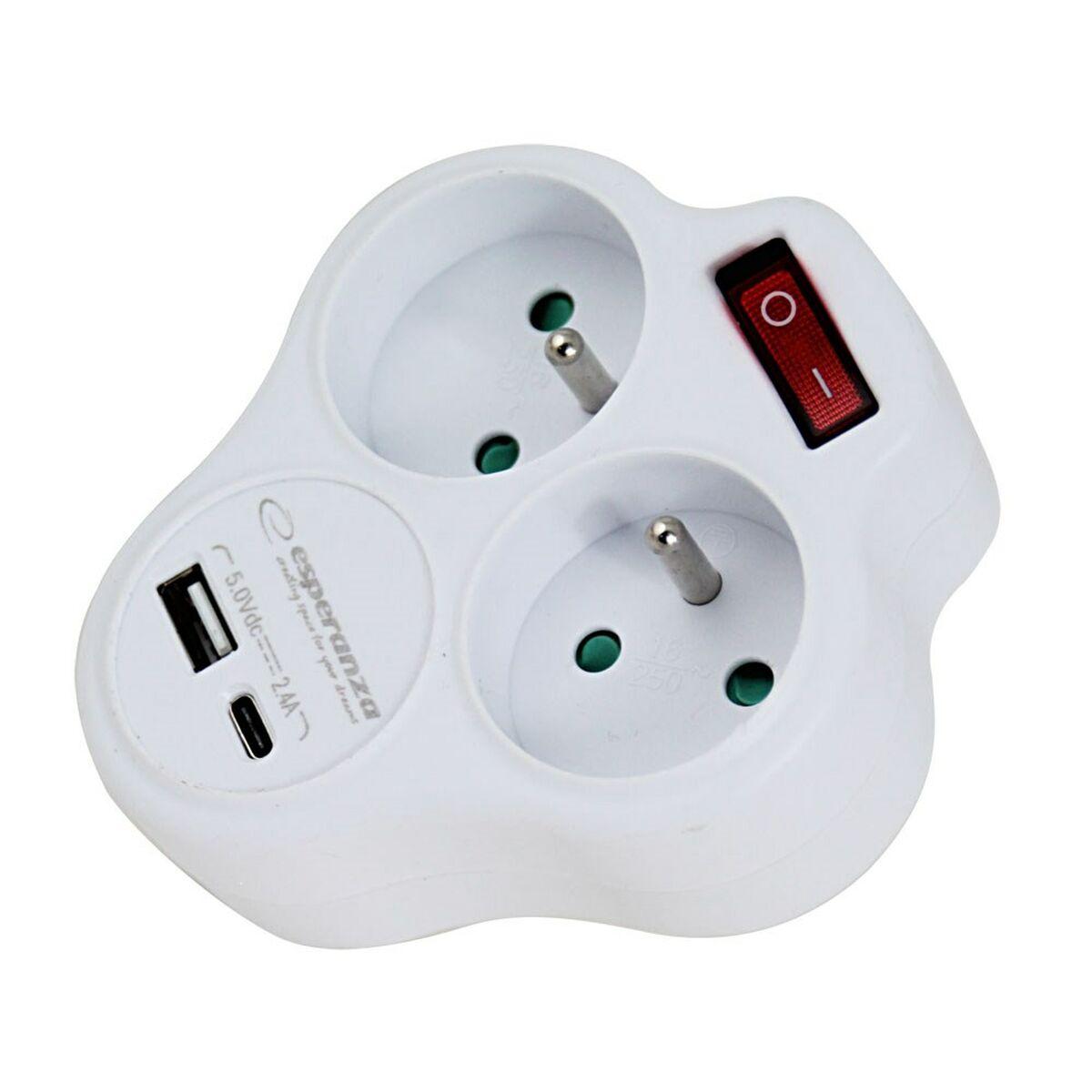 Ladrón de enchufe Esperanza ELK311W 2 Enchufes