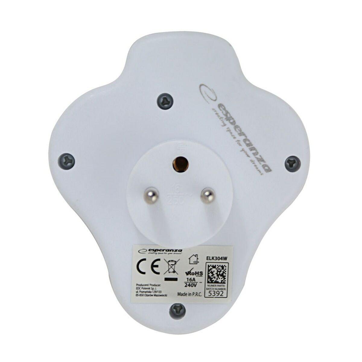 Ladrón de enchufe Esperanza ELK304W 3 Enchufes