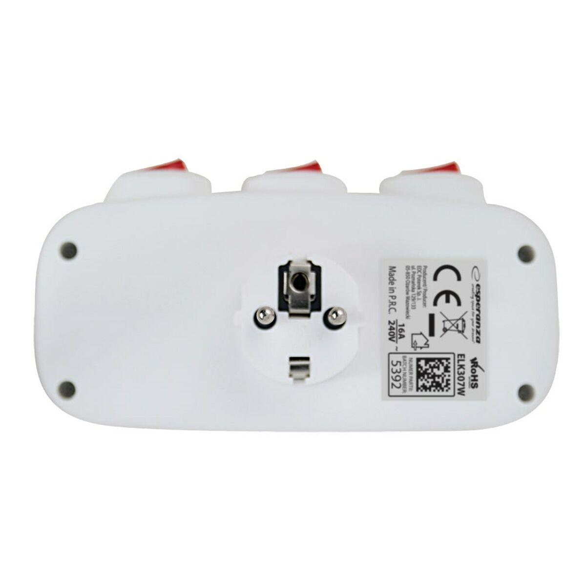 Ladrón de enchufe Esperanza ELK307W 3 Enchufes