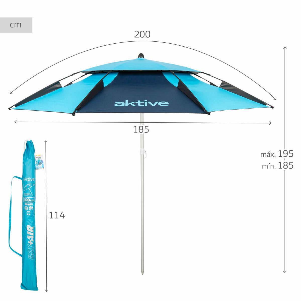 Sombrilla de playa Aktive Azul 200 x 195 x 200 cm Ø 200 cm