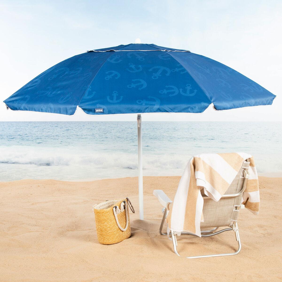 Sombrilla de playa Aktive Azul 220 x 210 x 220 cm (6 Unidades)