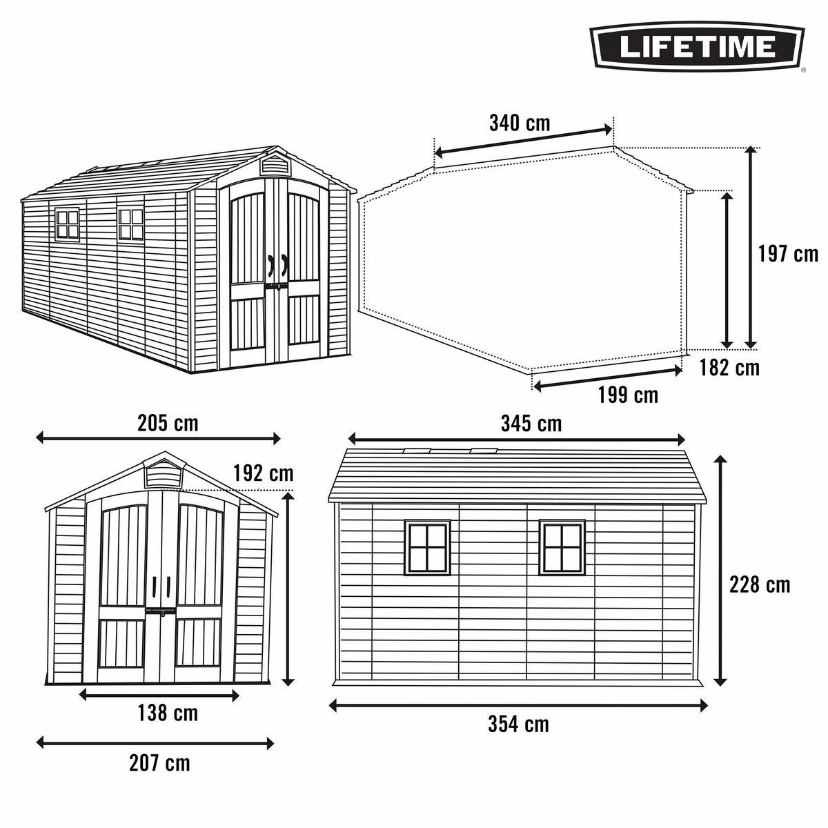 Caseta Lifetime 207 x 228 x 354 cm Gris