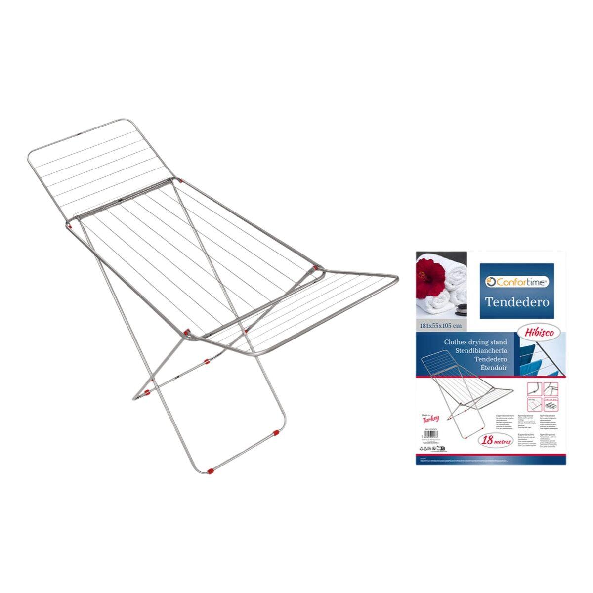 Tendedero Plegable 18 m Confortime Hibisco Plateado Metal 180 x 55 x 109 cm (6 Unidades)