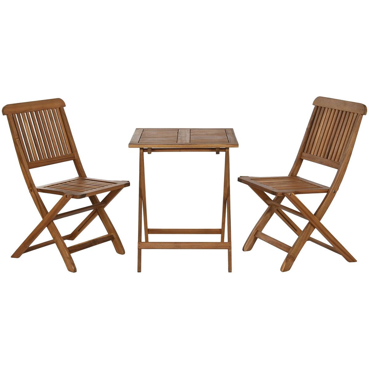 Conjunto de Mesa con 2 Sillas Home ESPRIT Marrón 60 x 60 x 74 cm