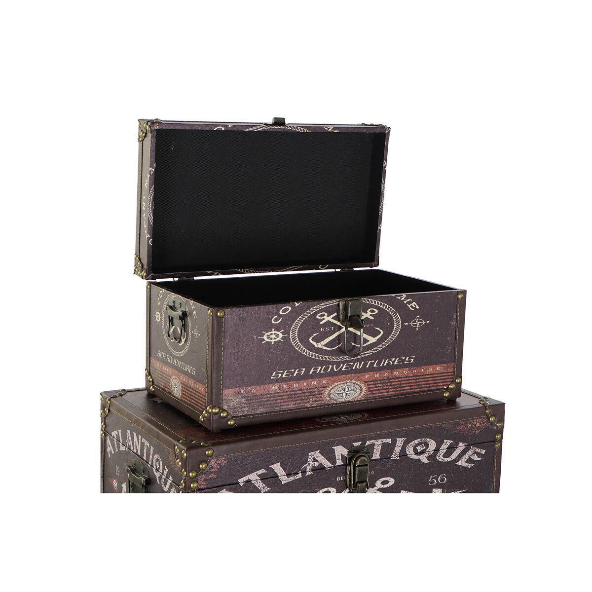 Juego de Cajas Decorativas Home ESPRIT Multicolor Madera Lienzo