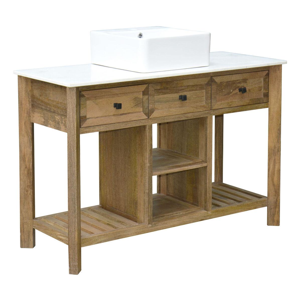Mueble Bajo Lavabo Home ESPRIT Blanco Natural Cerámica Madera de mango 120 x 50 x 82 cm