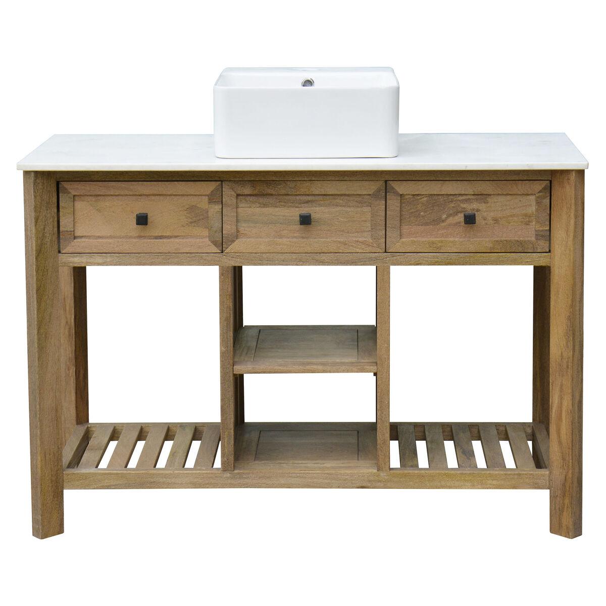 Mueble Bajo Lavabo Home ESPRIT Blanco Natural Cerámica Madera de mango 120 x 50 x 82 cm