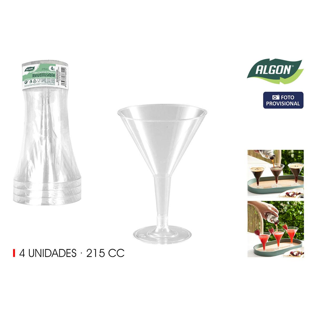 Copa de cóctel Algon 215 ml 4 Piezas (24 Unidades)