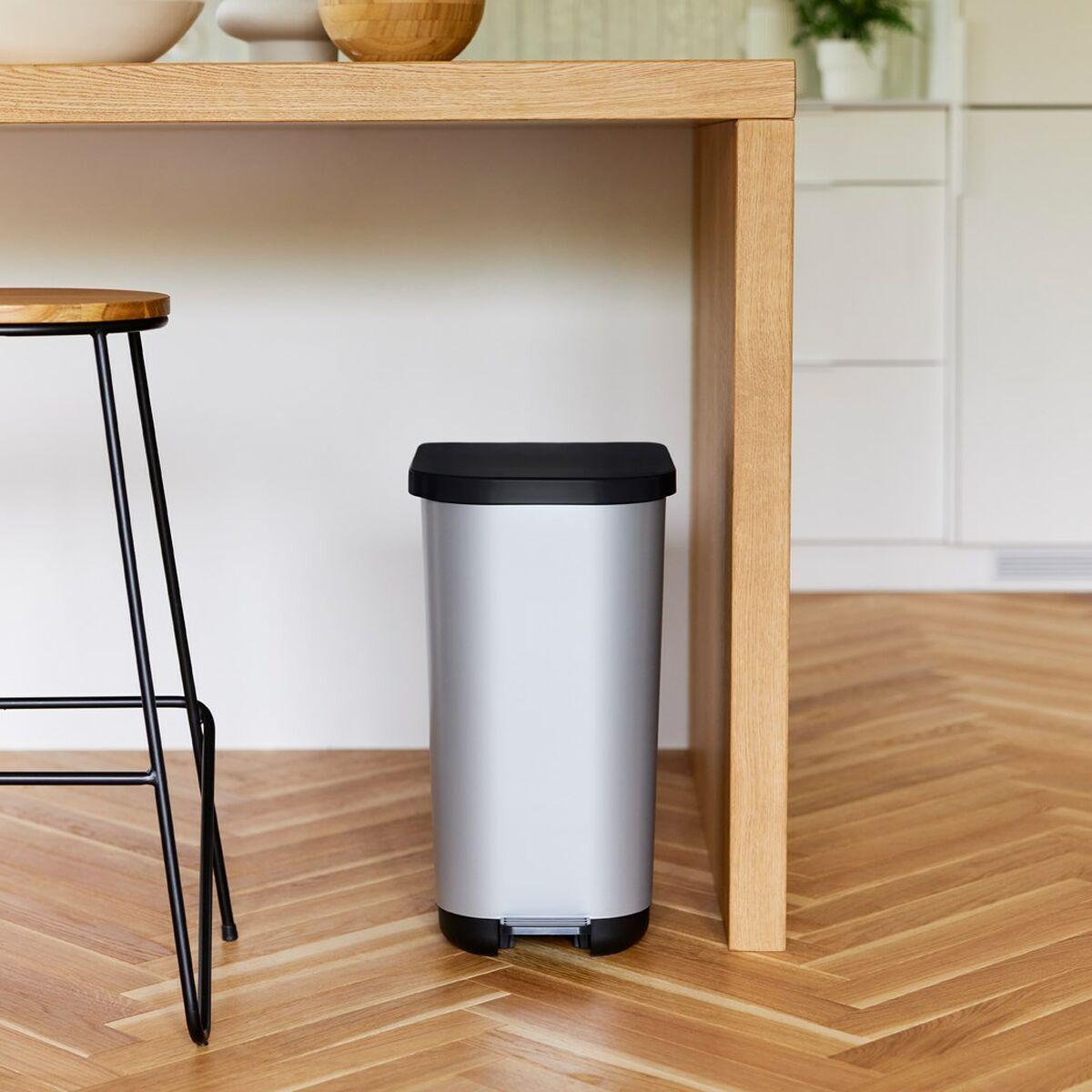 Cubo de basura Rotho Ribo Silver Plata Plástico 35 L