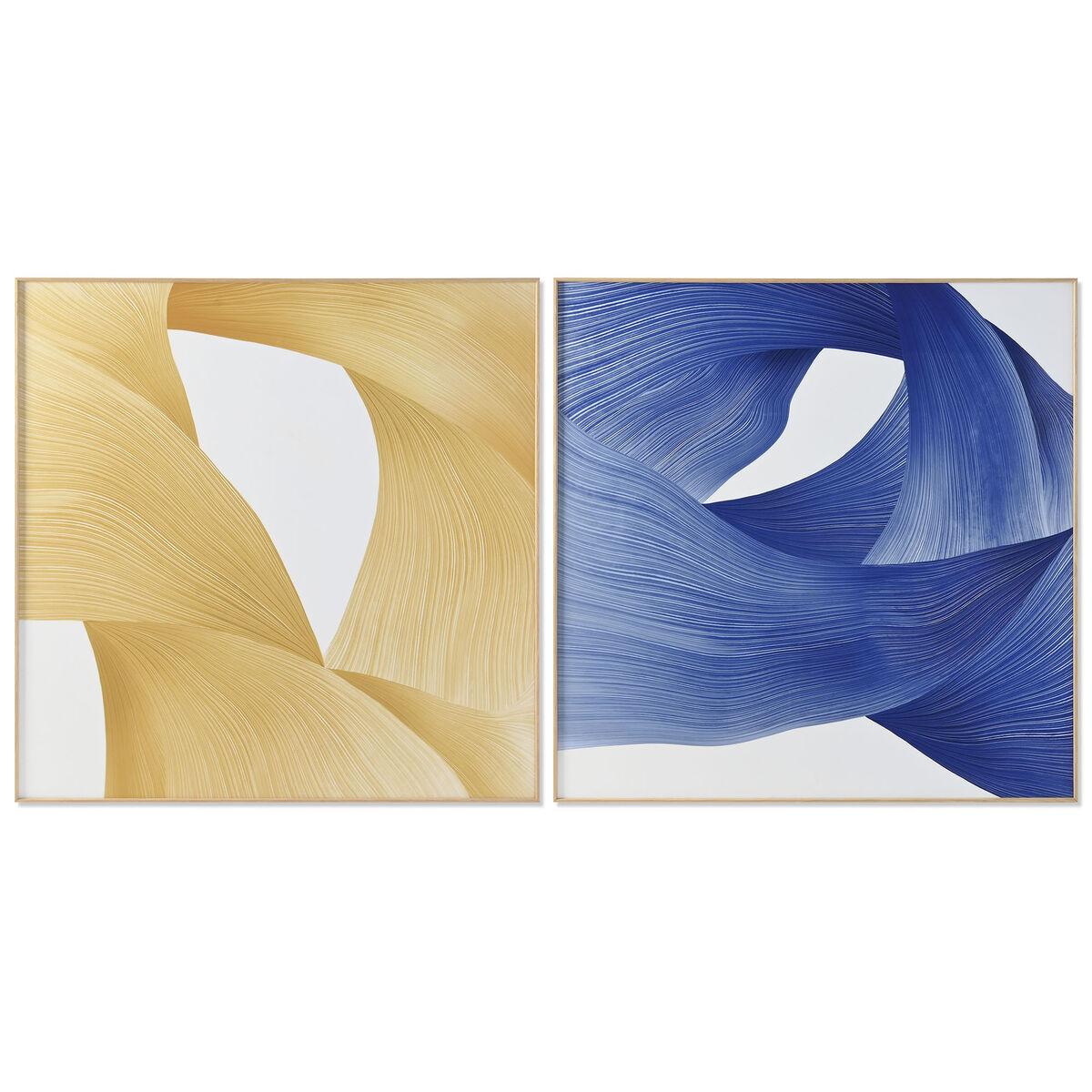 Cuadro Home ESPRIT Amarillo Azul Moderno 120 x 3,5 x 120 cm (2 Unidades)