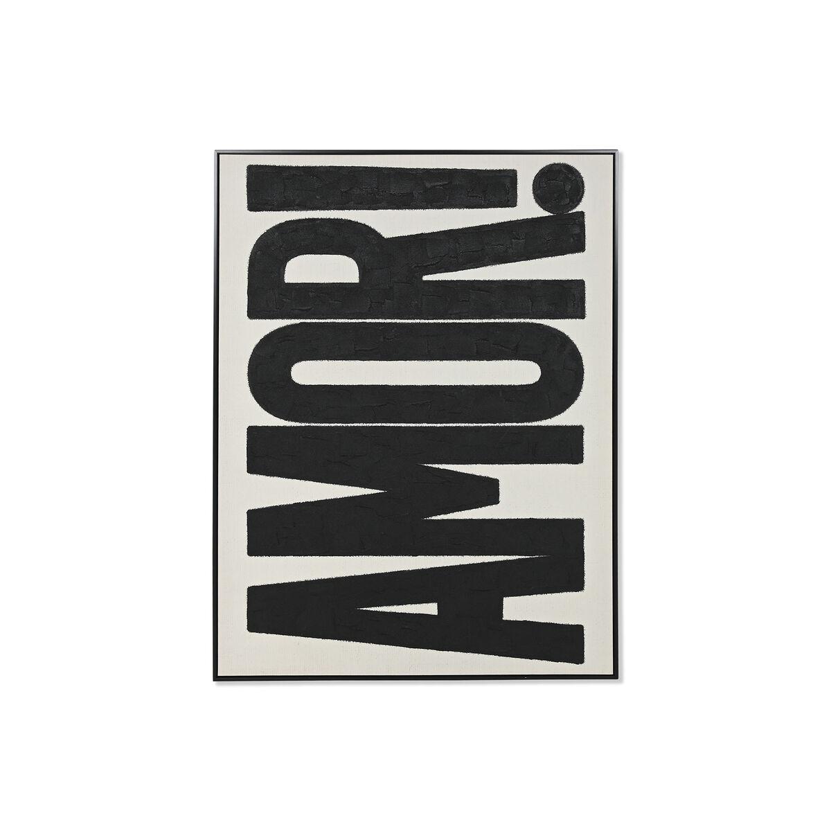 Cuadro Home ESPRIT Amor! Blanco Negro Moderno 103 x 4,5 x 143 cm