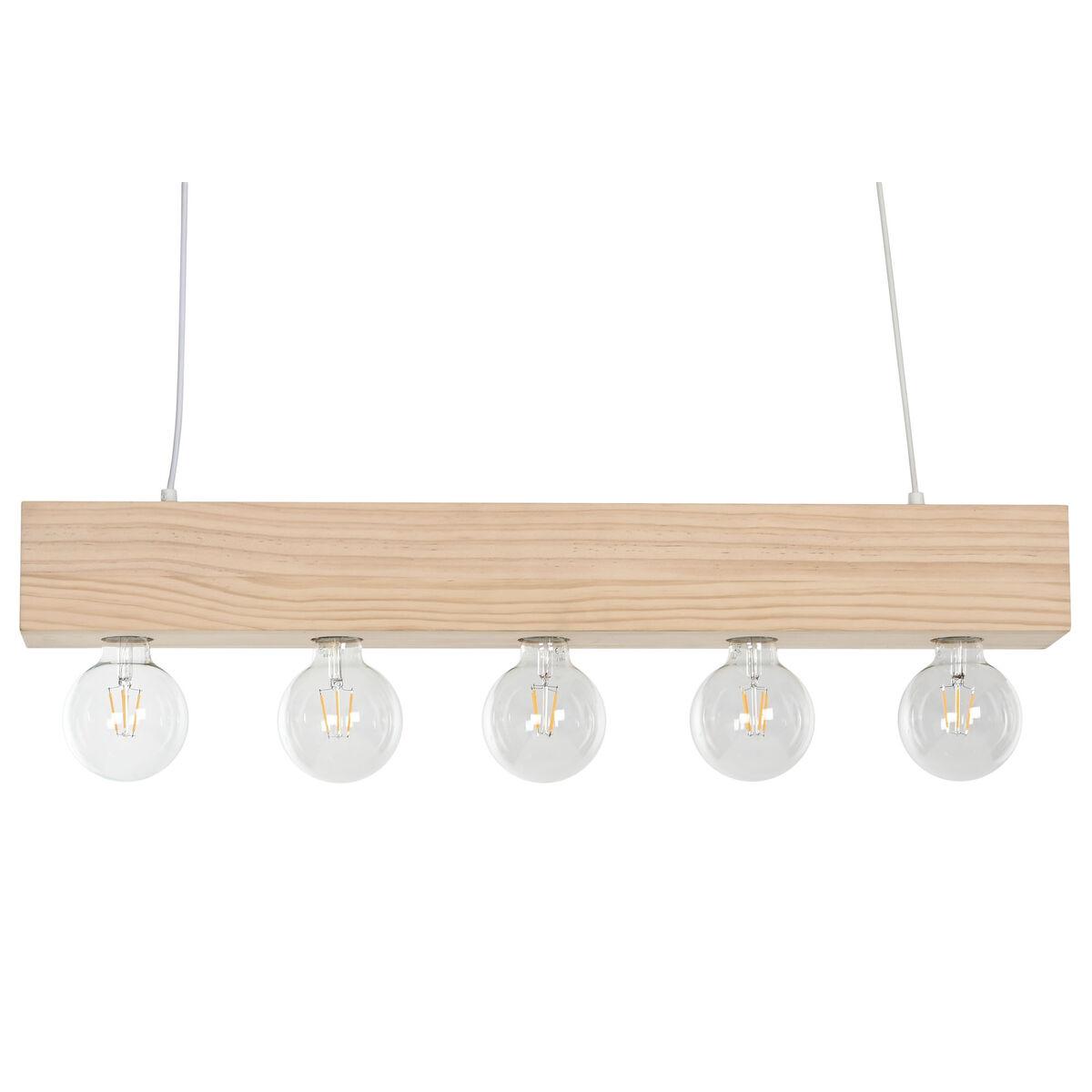 Lámpara de Techo Home ESPRIT Blanco Negro Marrón claro Madera 50 W 80 x 10 x 30 cm