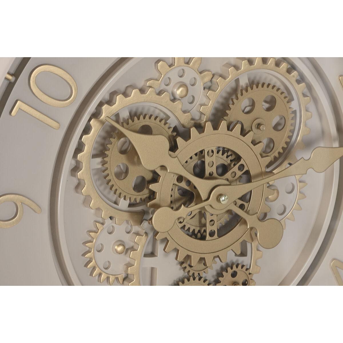 Reloj de Pared Home ESPRIT Beige Dorado Cristal Hierro 46 x 8,5 x 46 cm