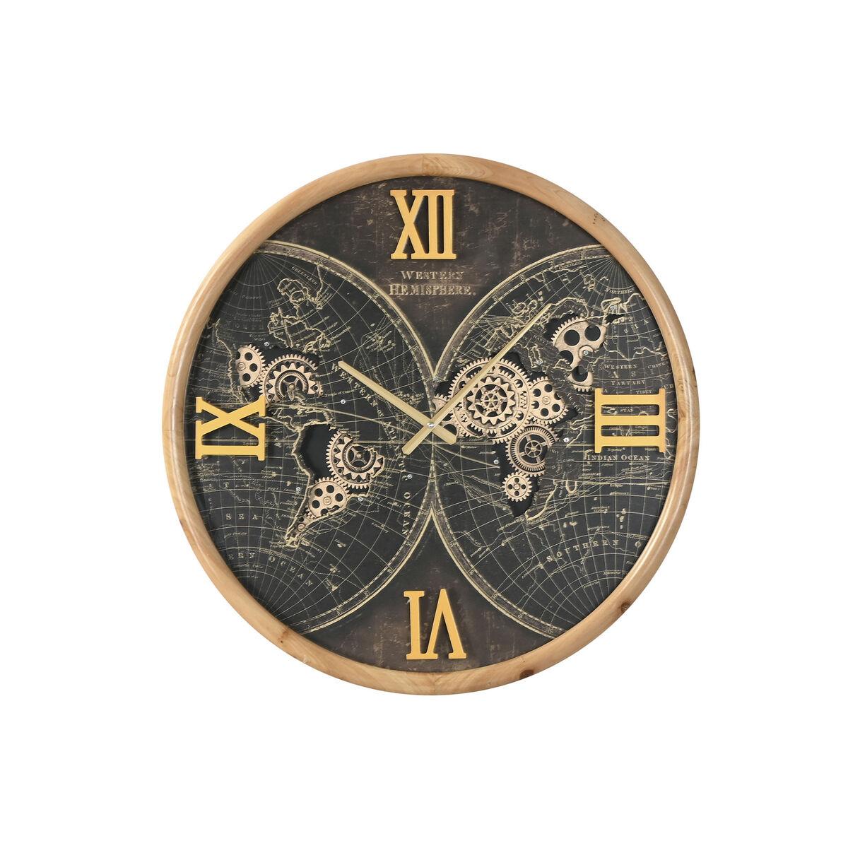 Reloj de Pared Home ESPRIT Negro Dorado Cristal Hierro Vintage 62 x 8,5 x 62 cm
