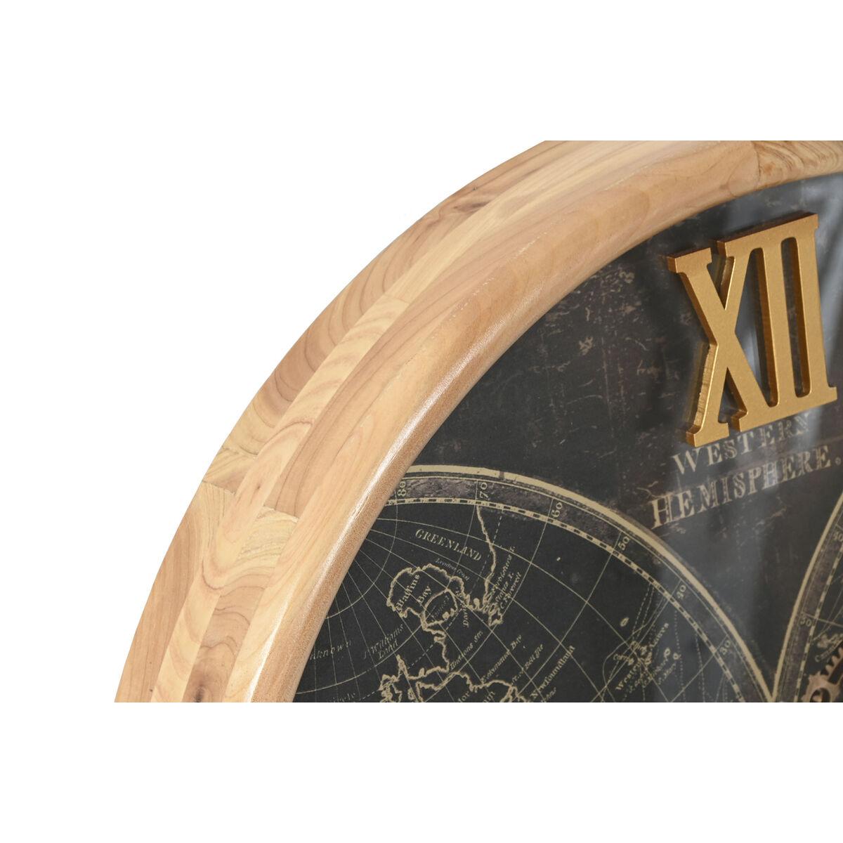 Reloj de Pared Home ESPRIT Negro Dorado Cristal Hierro Vintage 62 x 8,5 x 62 cm