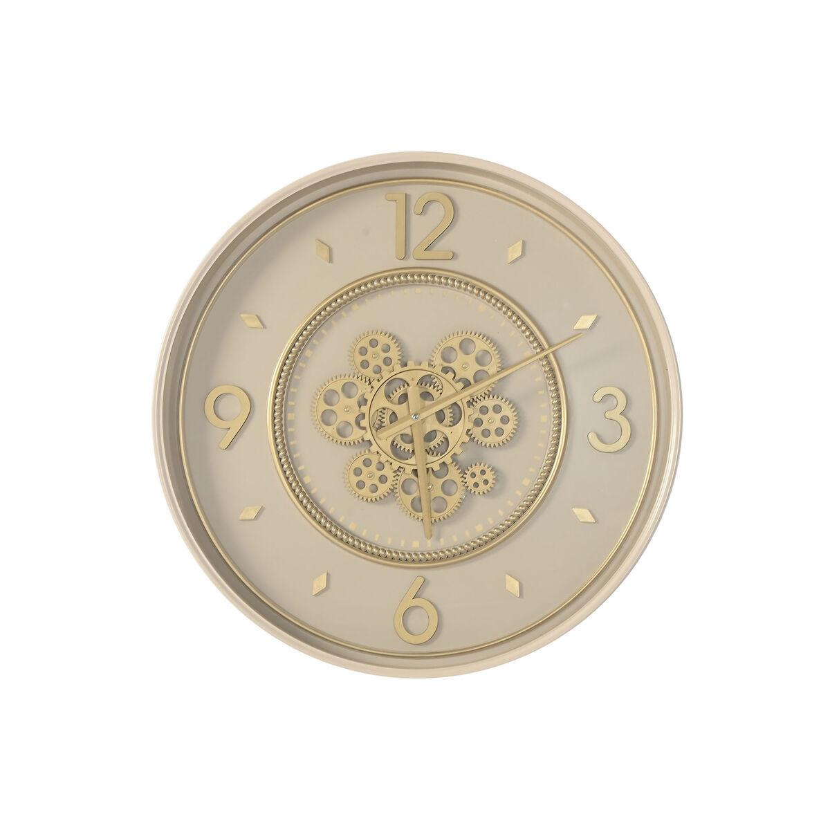 Reloj de Pared Home ESPRIT Beige Dorado Cristal Hierro 55,5 x 8,5 x 55,5 cm