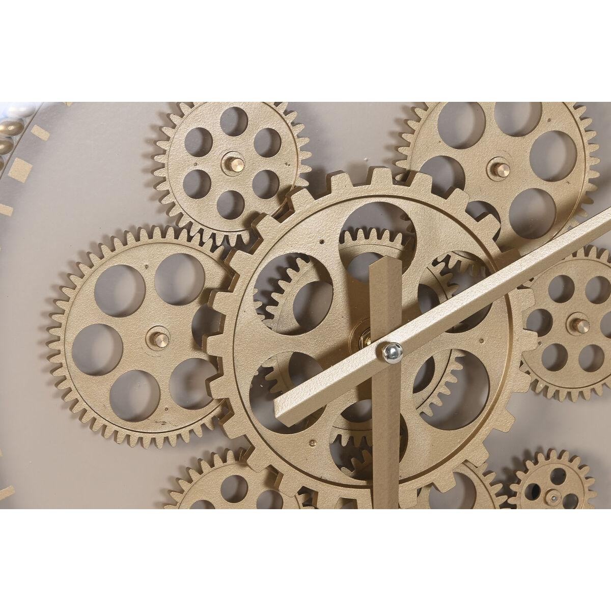 Reloj de Pared Home ESPRIT Beige Dorado Cristal Hierro 55,5 x 8,5 x 55,5 cm