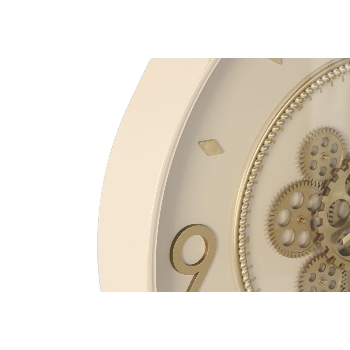 Reloj de Pared Home ESPRIT Beige Dorado Cristal Hierro 55,5 x 8,5 x 55,5 cm