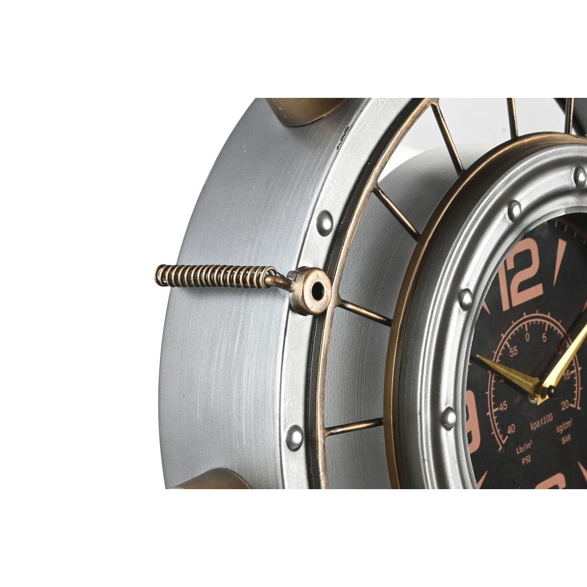 Reloj de Pared Home ESPRIT Dorado Plateado Hierro Vintage 48 x 11 x 44,5 cm