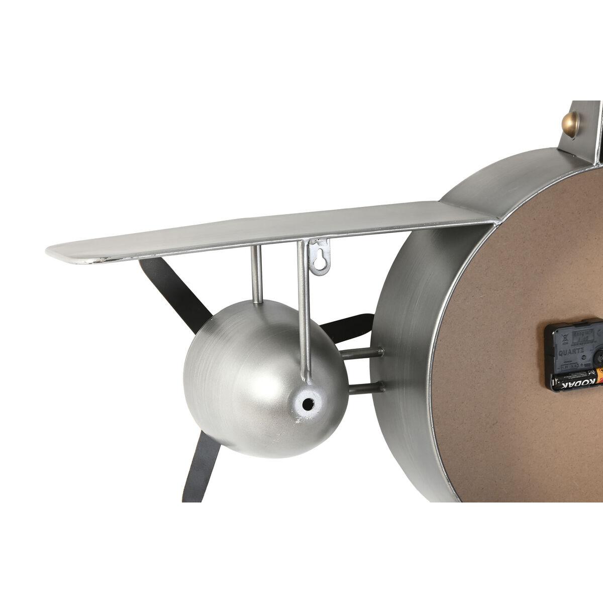 Reloj de Pared Home ESPRIT Dorado Plateado Metal Avión Vintage 87 x 17 x 52,5 cm
