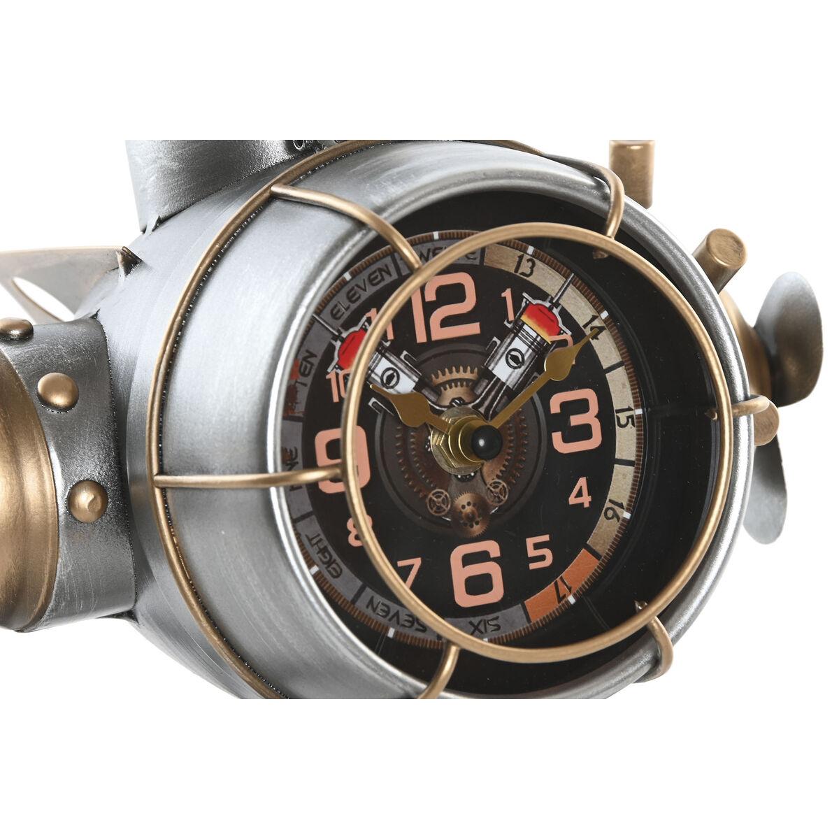Reloj de Mesa Home ESPRIT Dorado Plateado Avión Vintage