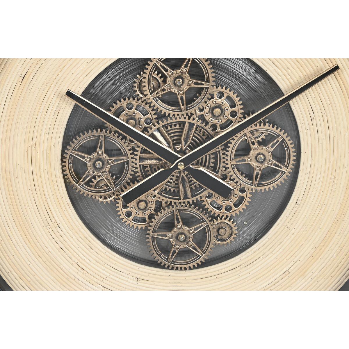 Reloj de Pared Home ESPRIT Negro Natural Metal Ratán 100 x 9 x 100 cm