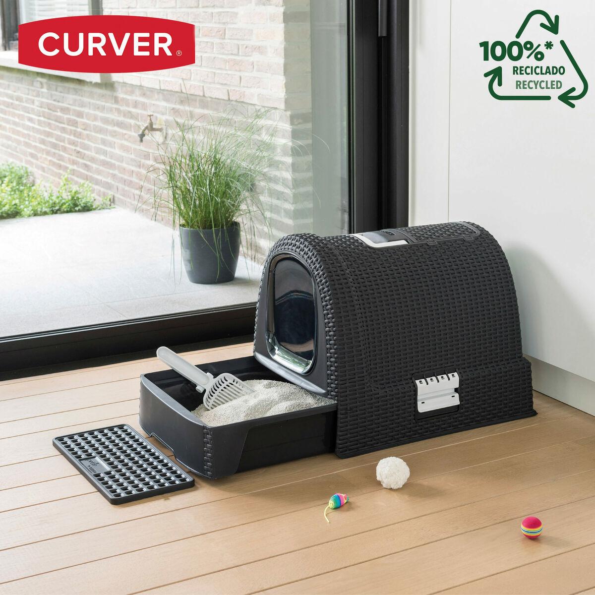 Arenero para Gatos Curver Antracita 51 x 38,5 x 39,5 cm Plástico (Plástico)