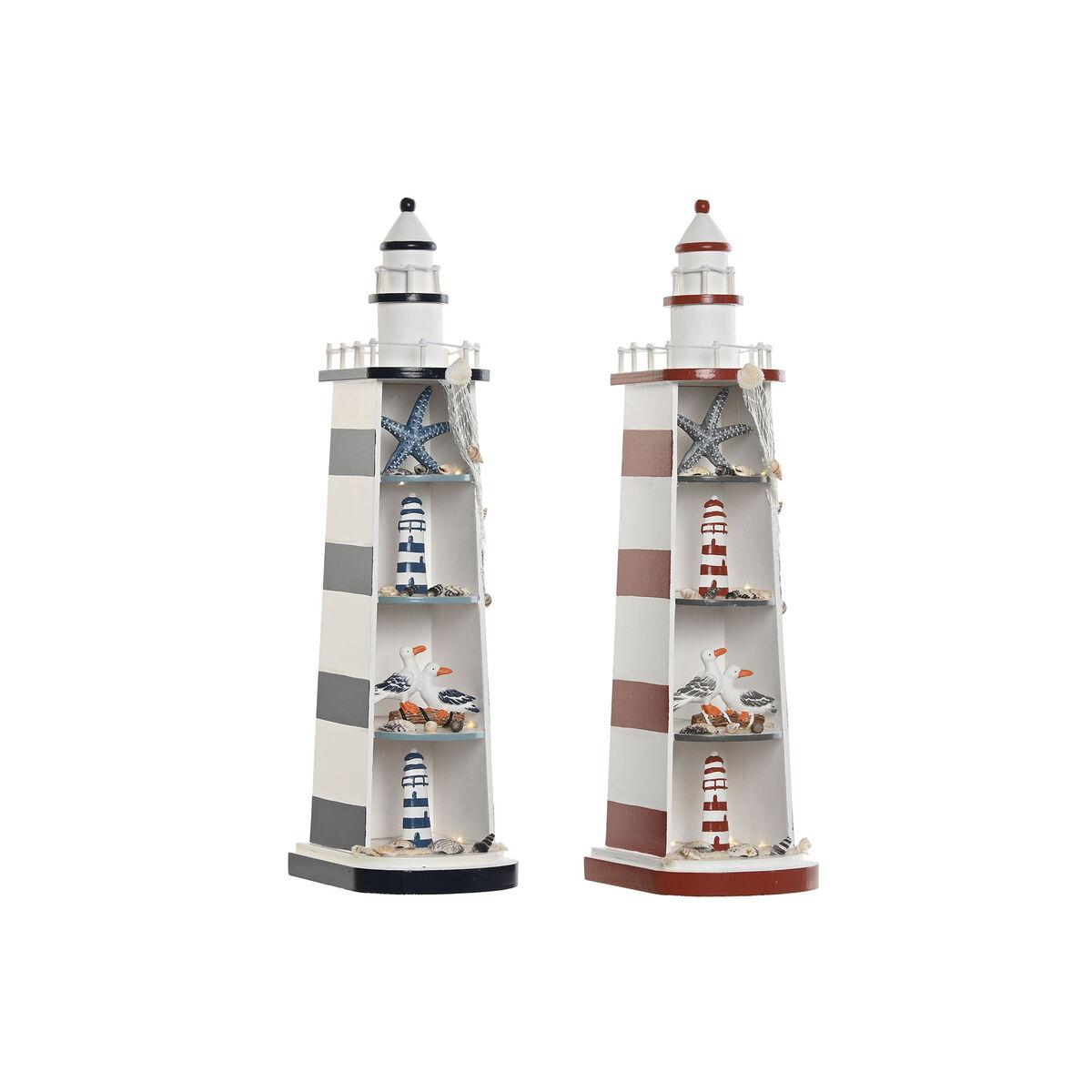 Figura Decorativa Home ESPRIT Azul Rojo Faro 14 x 16 x 52 cm (2 Unidades)