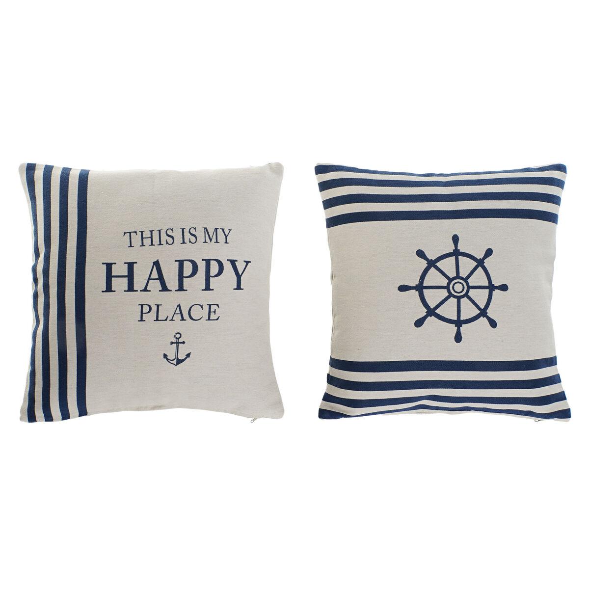 Cojín Home ESPRIT Blanco Azul marino 45 x 10 x 45 cm (2 Unidades)