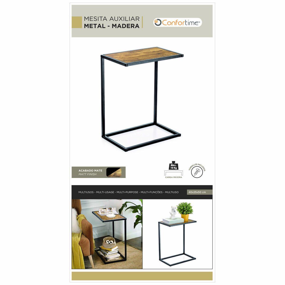 Mesa auxiliar Confortime Marrón Negro 40 x 25 x 50 cm (3 Unidades)