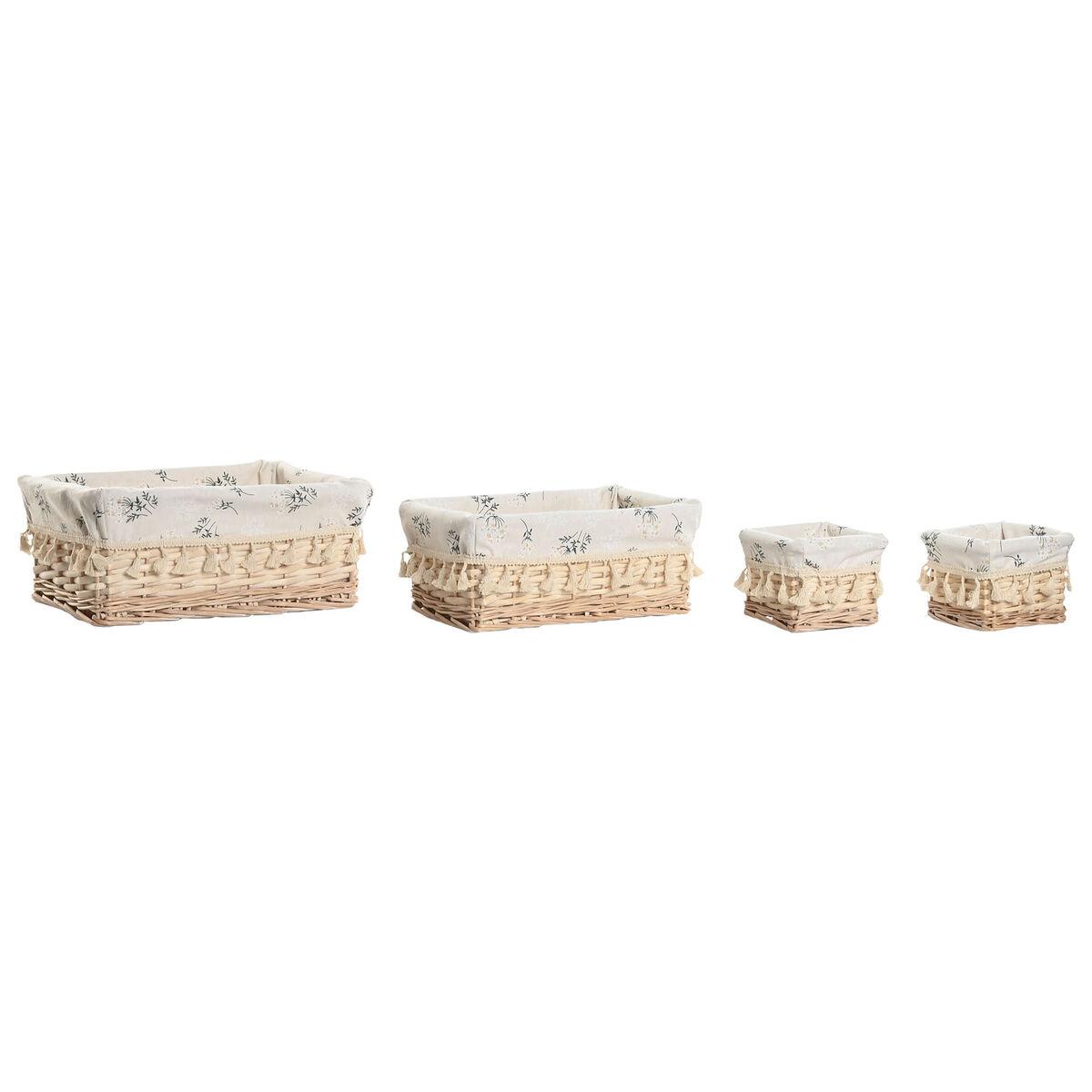 Cesto para la Ropa Sucia Home ESPRIT Natural Mimbre Shabby Chic 36 x 25 x 16 cm 4 Piezas