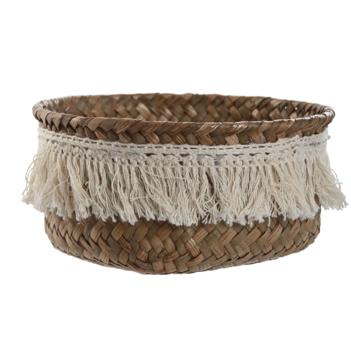 Juego de Cestas Home ESPRIT Blanco Natural Fibra natural Boho Desgastado (3 Piezas)