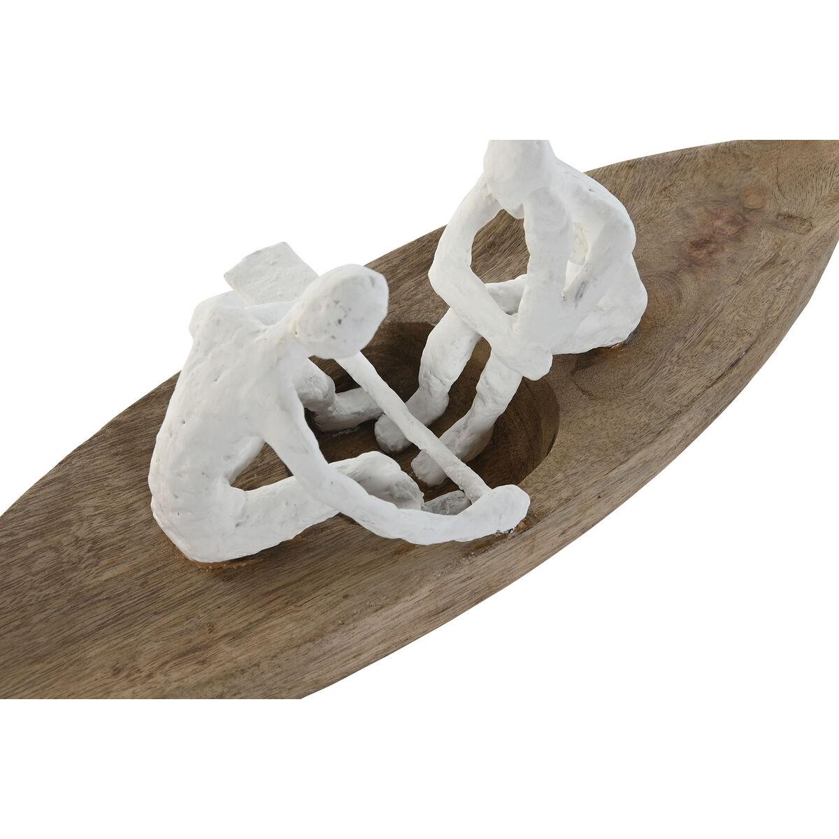 Figura Decorativa Home ESPRIT Blanco Natural Barco Mediterráneo 42 x 14 x 16 cm