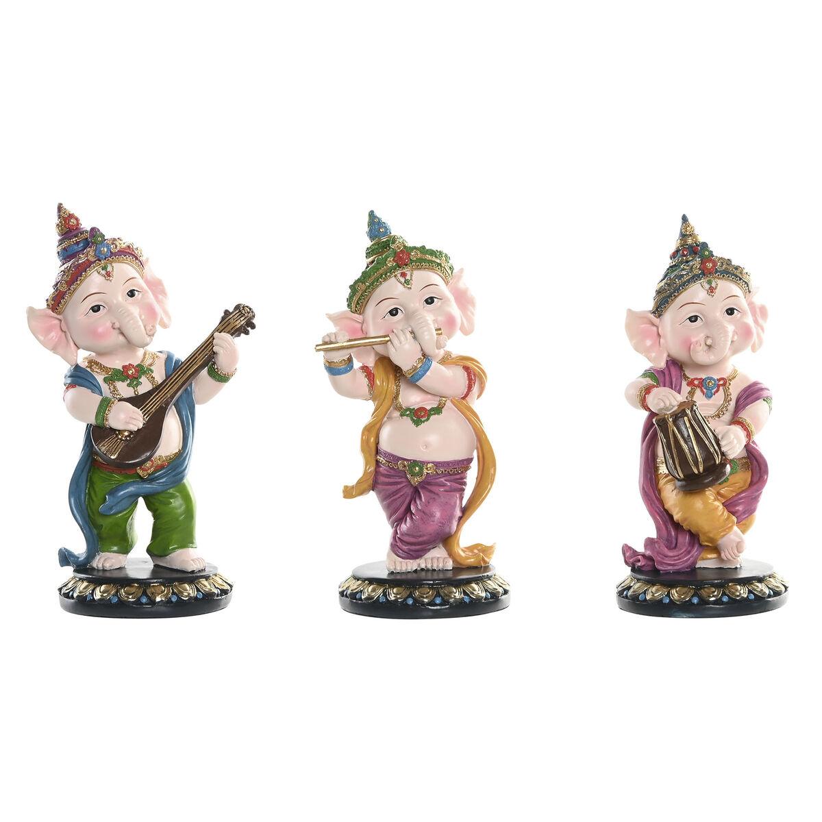 Figura Decorativa Home ESPRIT Multicolor Músico Indio 9 x 9 x 20 cm (3 Unidades)