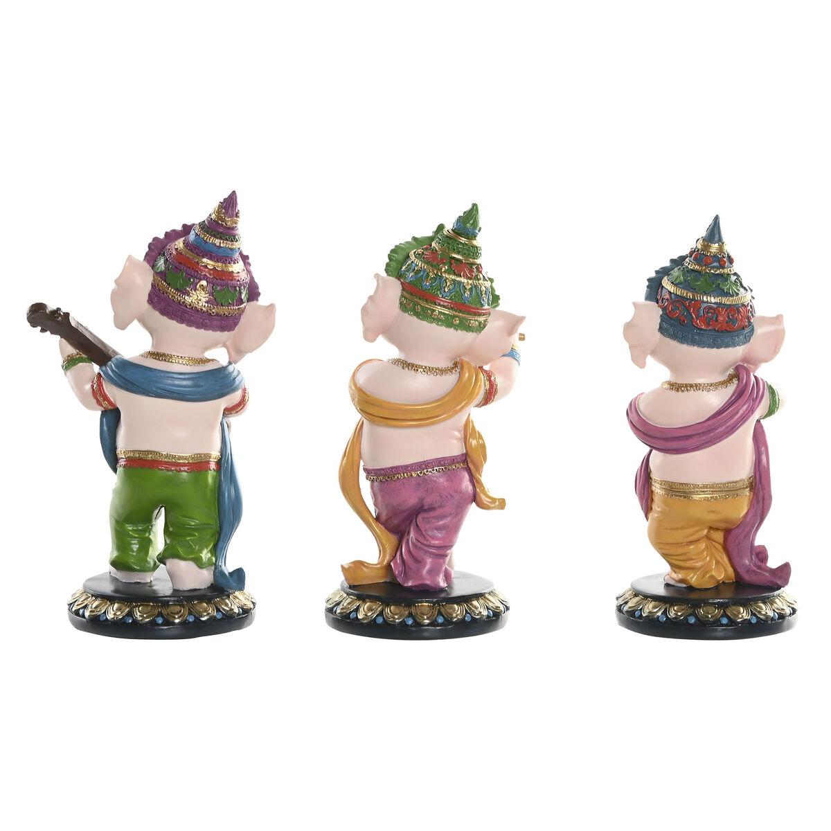Figura Decorativa Home ESPRIT Multicolor Músico Indio 9 x 9 x 20 cm (3 Unidades)
